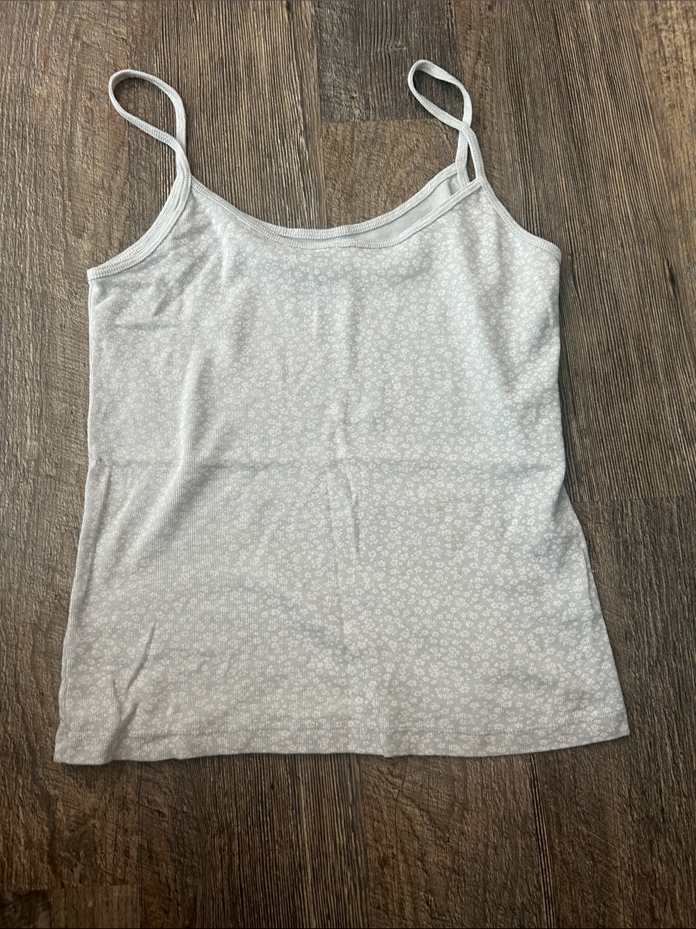Brandy Melville Light Blue Floral Slim Spaghetti Strap Camisole